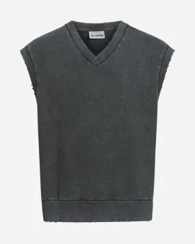 Men Distressed Vest - Dark Grey