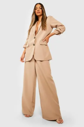 Mock Horn Waist Detail Wide Leg Pants