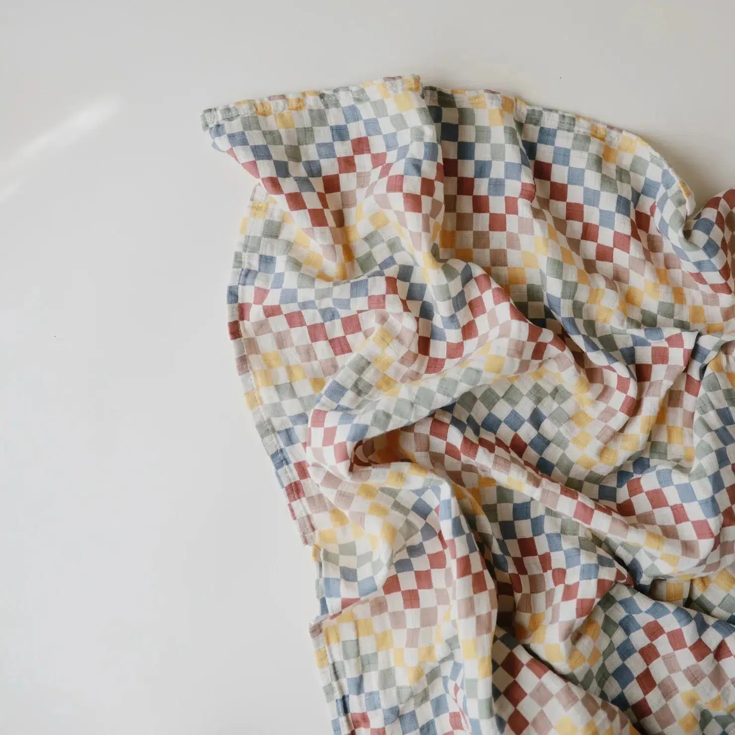 Mushie - Organic Cotton Muslin Swaddle Blanket - Retro Check