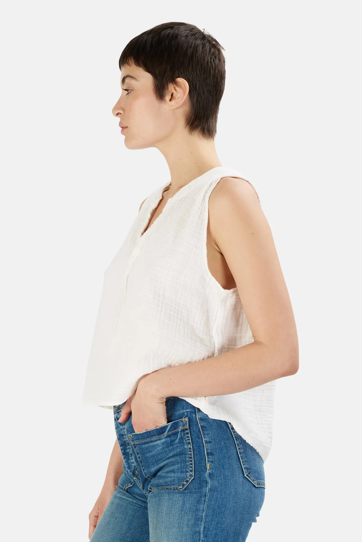 Nepore Sleeveless Top Soft White