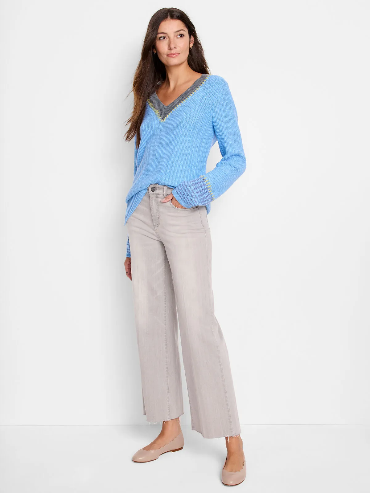 NIC+ZOE F241141 Tipped Texture Sweater