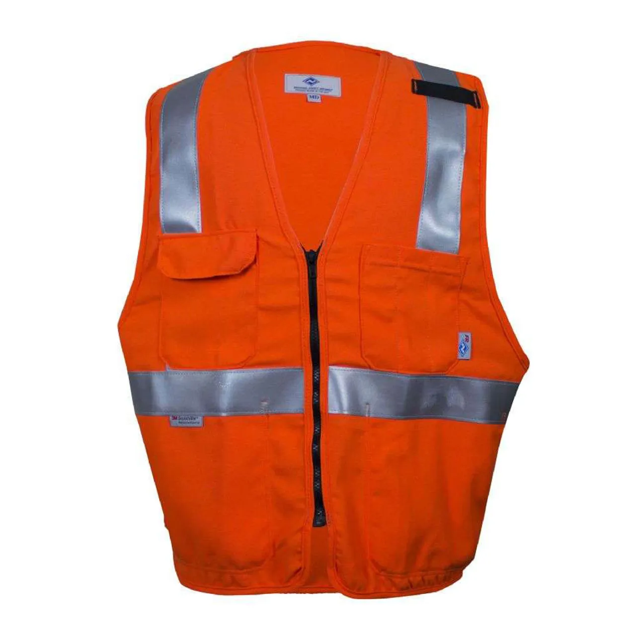 NSA FR Class 2 Hi Vis Orange Deluxe Made in USA Road Safety Vest VNT99222