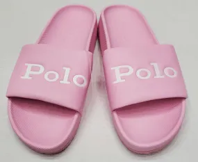 Nwt Women's  Polo Ralph Lauren Pink Polo Spellout Slides w/o Box