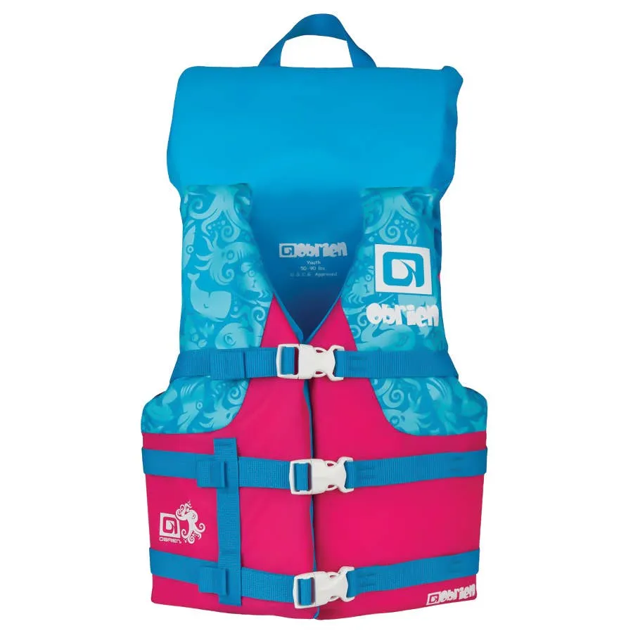 O'Brien Youth Nylon with Collar Life Vest - Pink - 50 - 90 lb