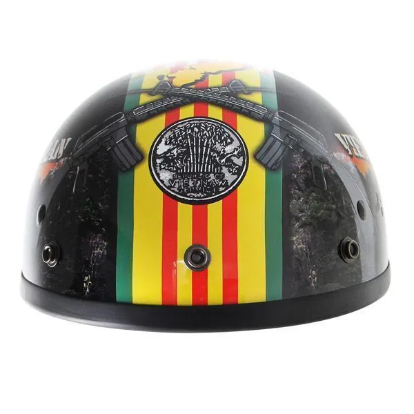 Outlaw Helmets T70 Hustler Glossy Black Vietnam Motorcycle Half Helmet for Men & Women with Sun Visor DOT Approved - Adult Unise