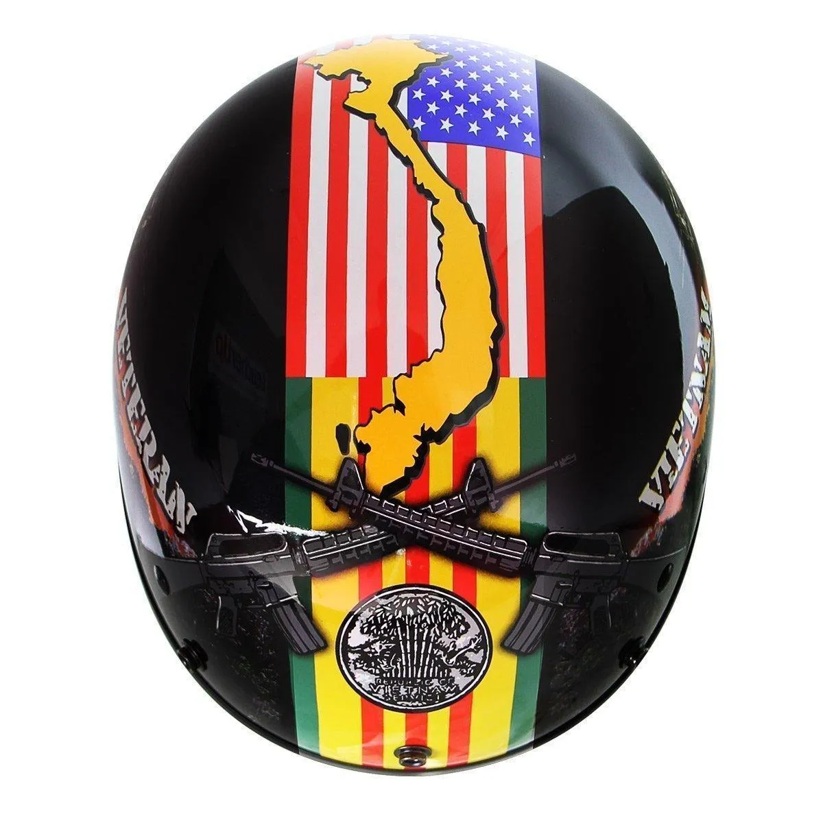 Outlaw Helmets T70 Hustler Glossy Black Vietnam Motorcycle Half Helmet for Men & Women with Sun Visor DOT Approved - Adult Unise