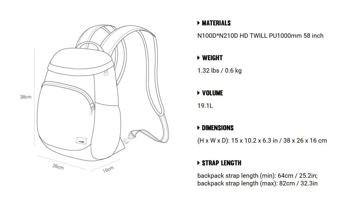 Pacsafe Citysafe CS350 Anti theft backpack  