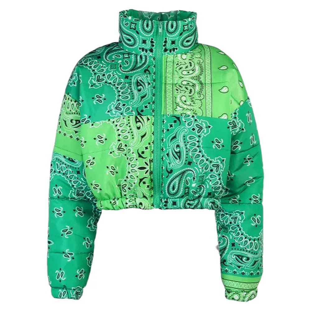 Paisley Patchwork Puffer Jacket