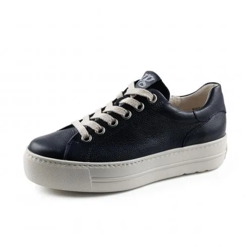 Paul Green 5320-07 | Space Navy Leather | Womens Casual Trainers