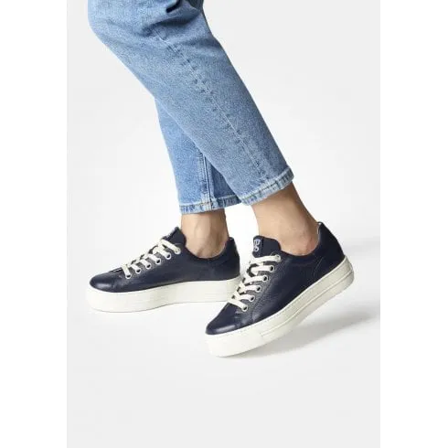 Paul Green 5320-07 | Space Navy Leather | Womens Casual Trainers