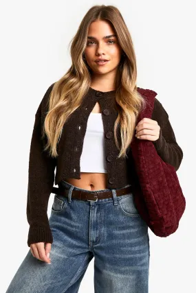 Petite Boucle High Neck Cardigan