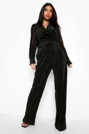 Petite Plisse Relaxed Wide Leg Pants