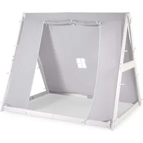 P'kolino Kid's Tent Twin Floor Bed, White Frame/Grey Tent