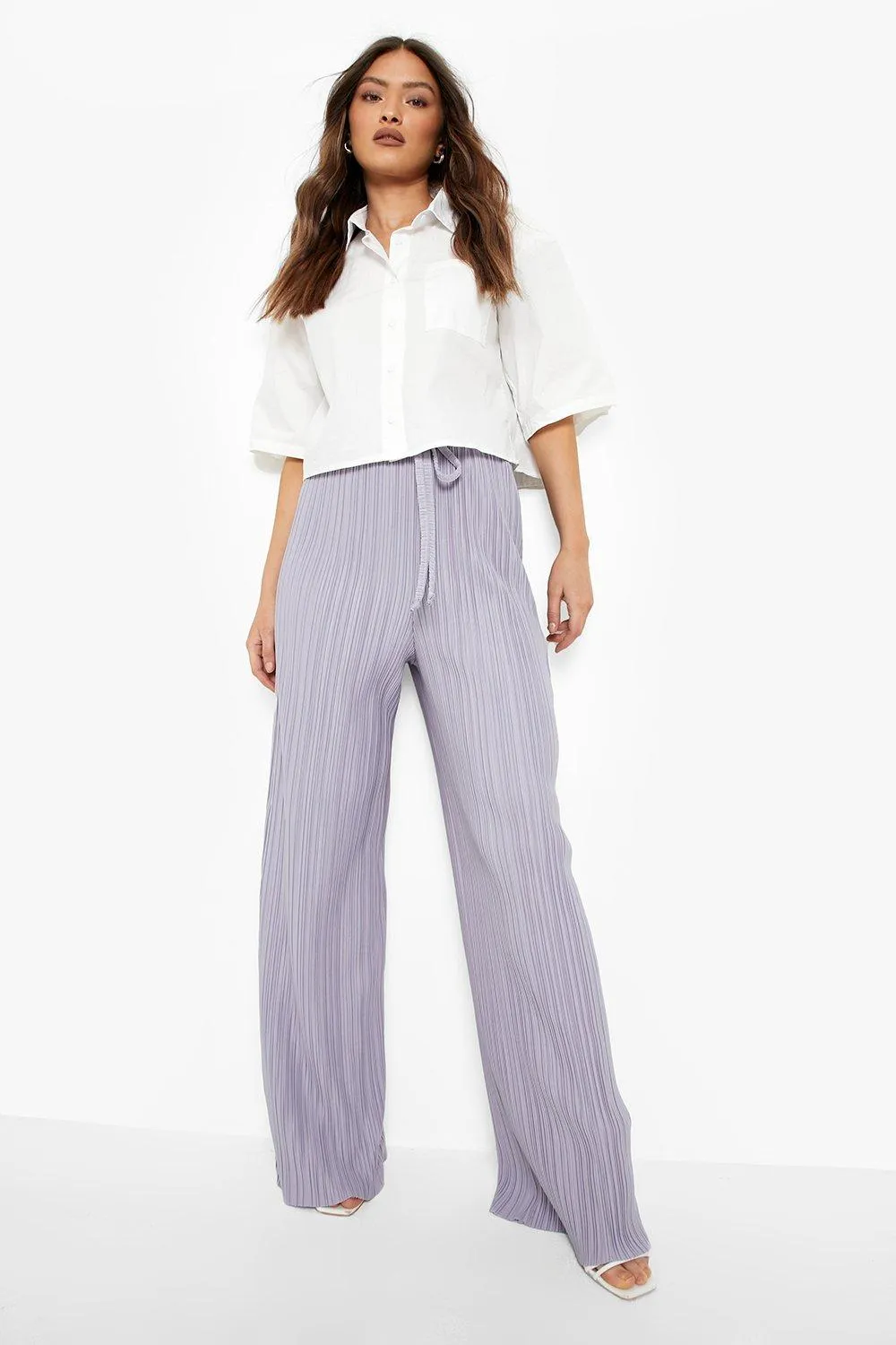 Plisse Extreme Wide Leg Drawstring Pants