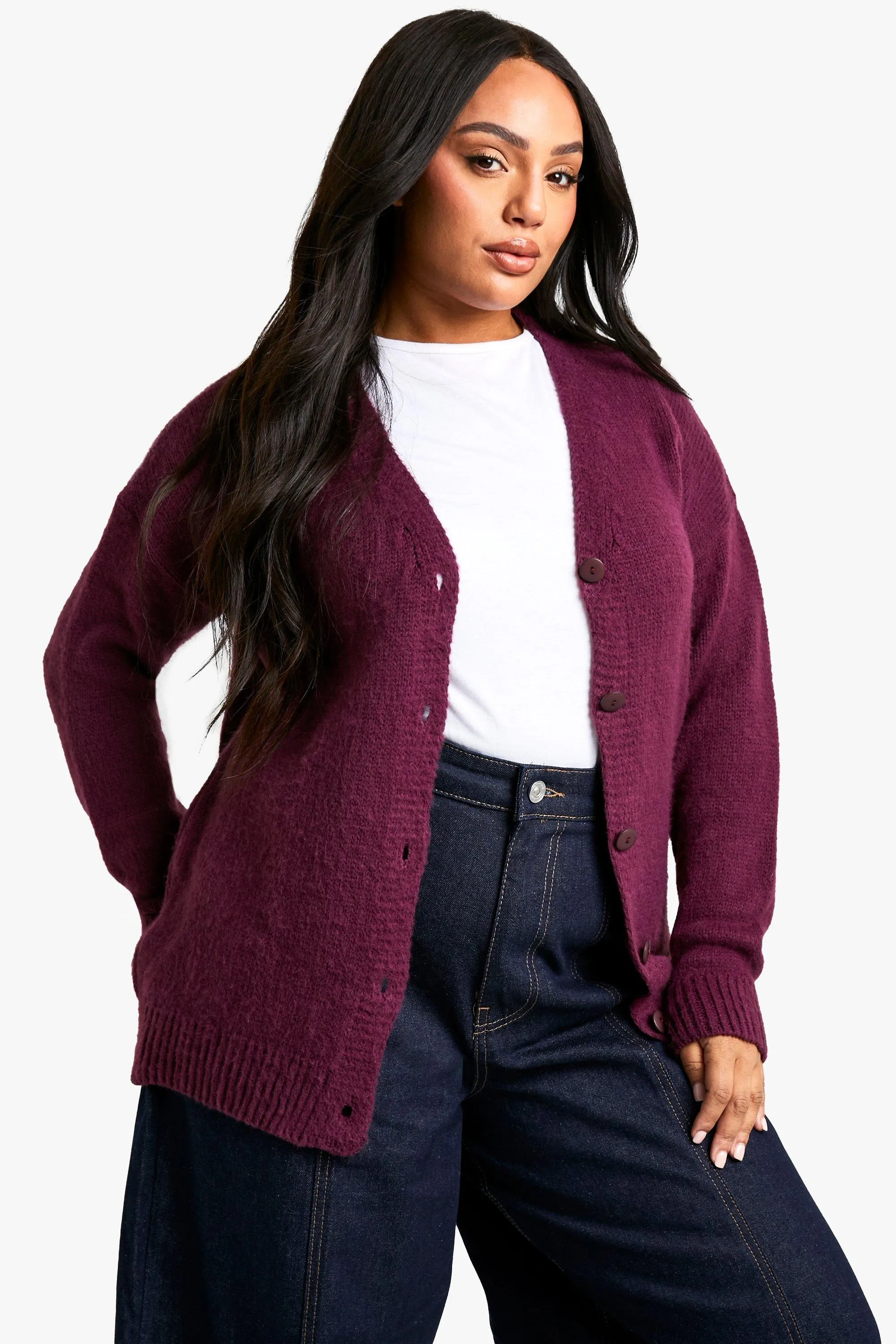 Plus Brushed Long line Cardigan