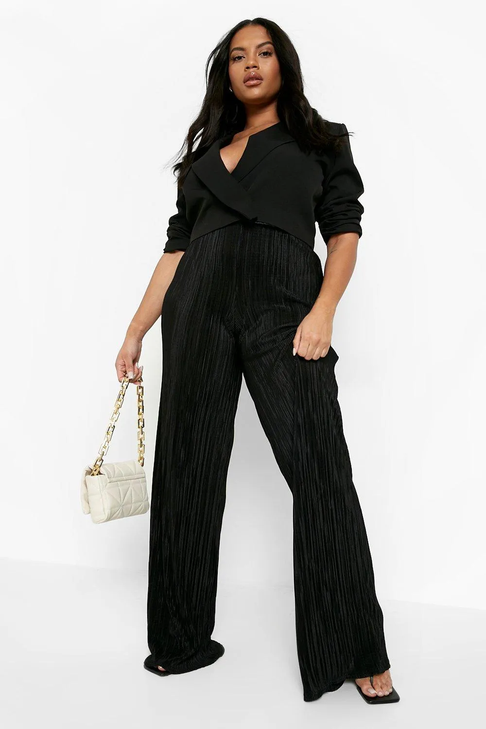 Plus Plisse Wide Leg Pants