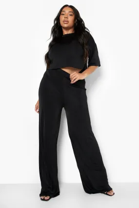 Plus Slinky Top And Wide Leg Pants Two-Piece