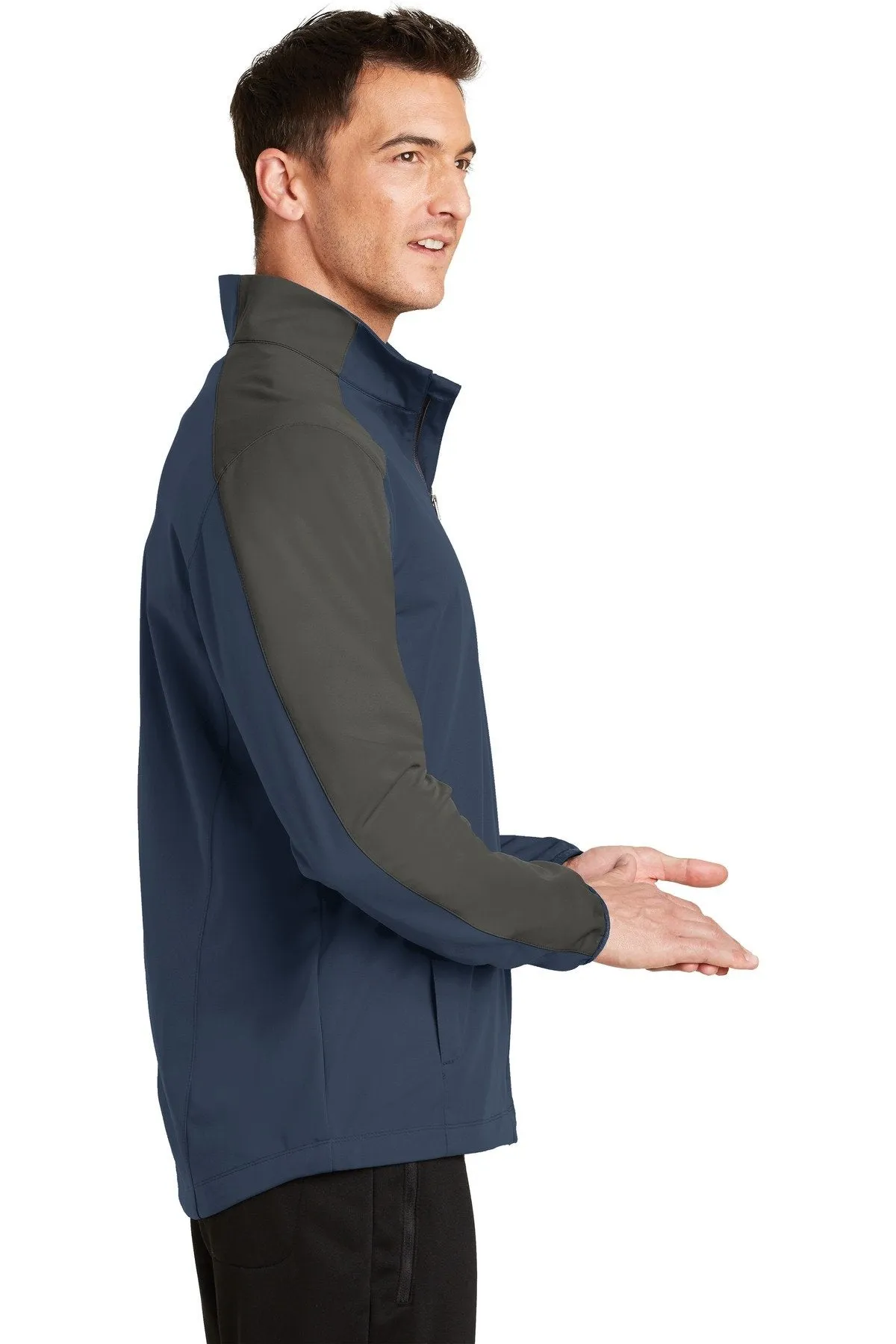 Port Authority Active Colorblock Soft Shell Jacket J718 Dress Blue Navy/ Grey Steel