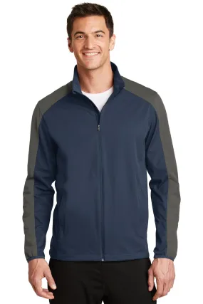 Port Authority Active Colorblock Soft Shell Jacket J718 Dress Blue Navy/ Grey Steel