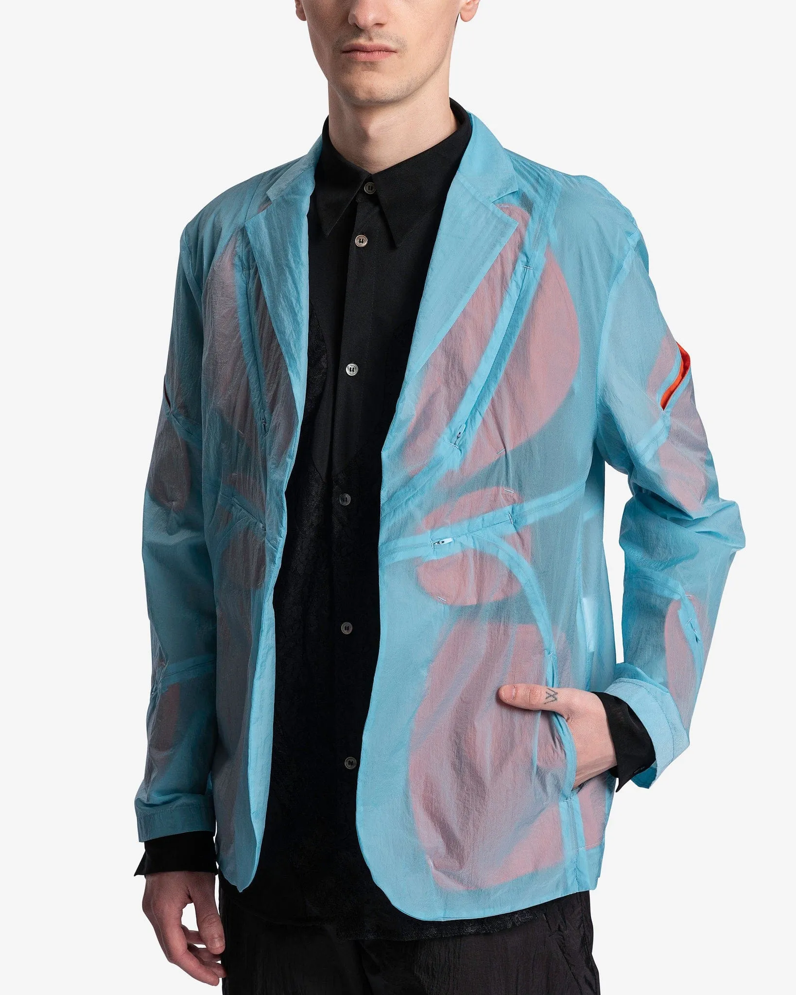 POST ARCHIVE FACTION (P.A.F) 5.0+ Jacket Center in Sky Blue/Red