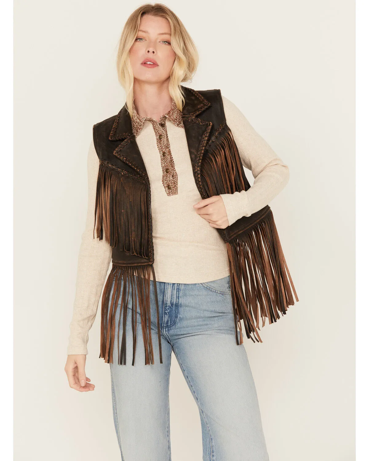 Product Name:  Cripple Creek Women's Open Front Fringe Vest