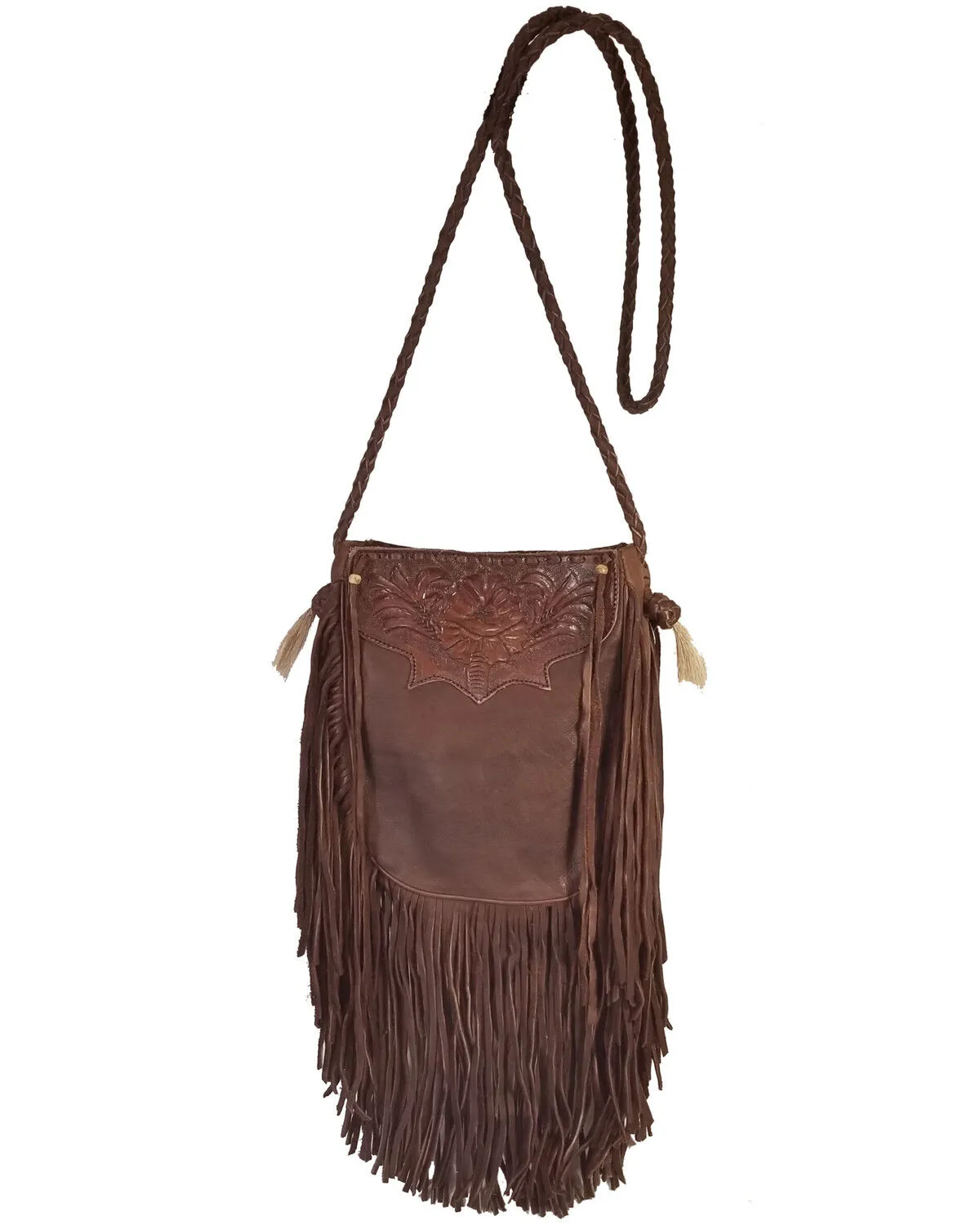 Product Name:  Kobler Leather Women's Brown Tooled Pouch Crossbody Bag