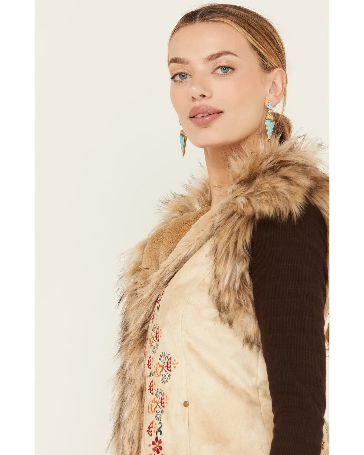 Product Name:  Tasha Polizzi Women's Chateau Faux Suede Embroidered Vest