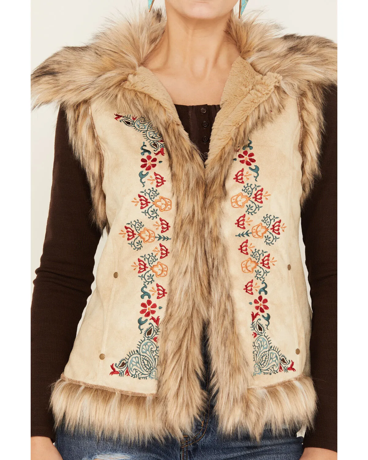 Product Name:  Tasha Polizzi Women's Chateau Faux Suede Embroidered Vest