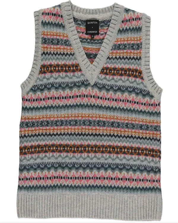 QUINTON CHADWICK FAIRISLE TANK IN PEARL WITH COPPER AND AQUA DETAILING1