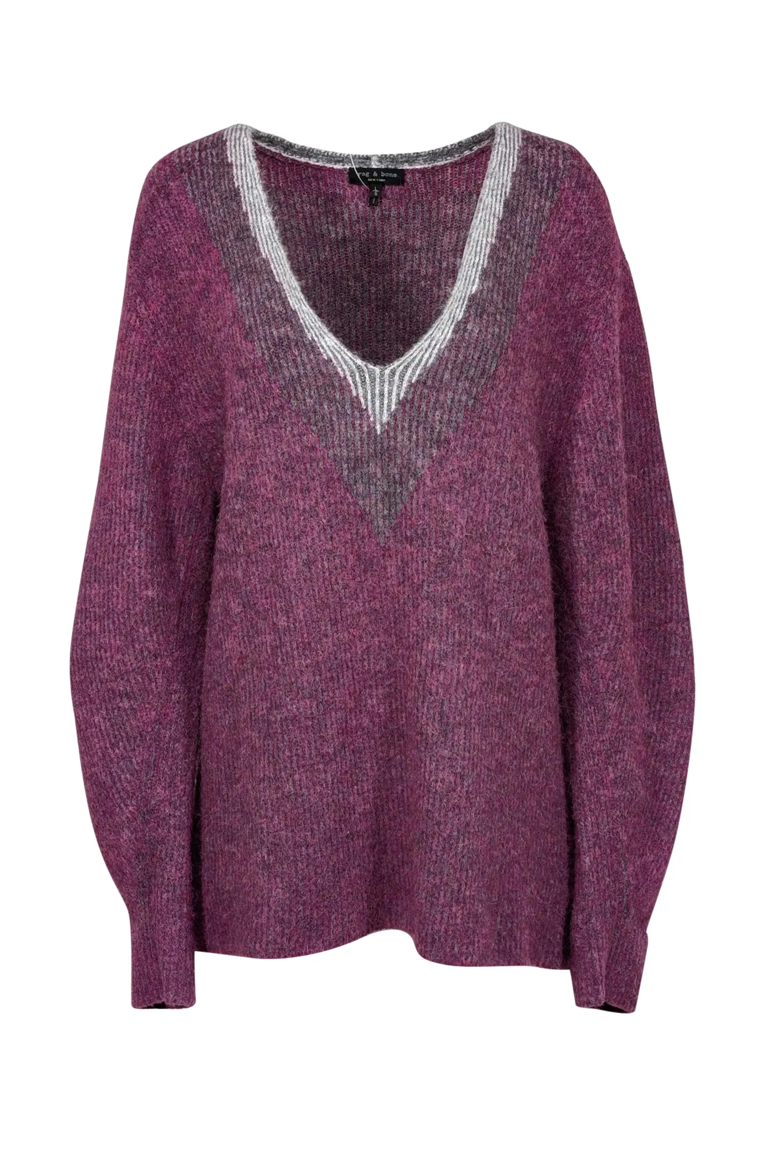 Rag & Bone - Magenta V-neck Oversized Sweater Sz L