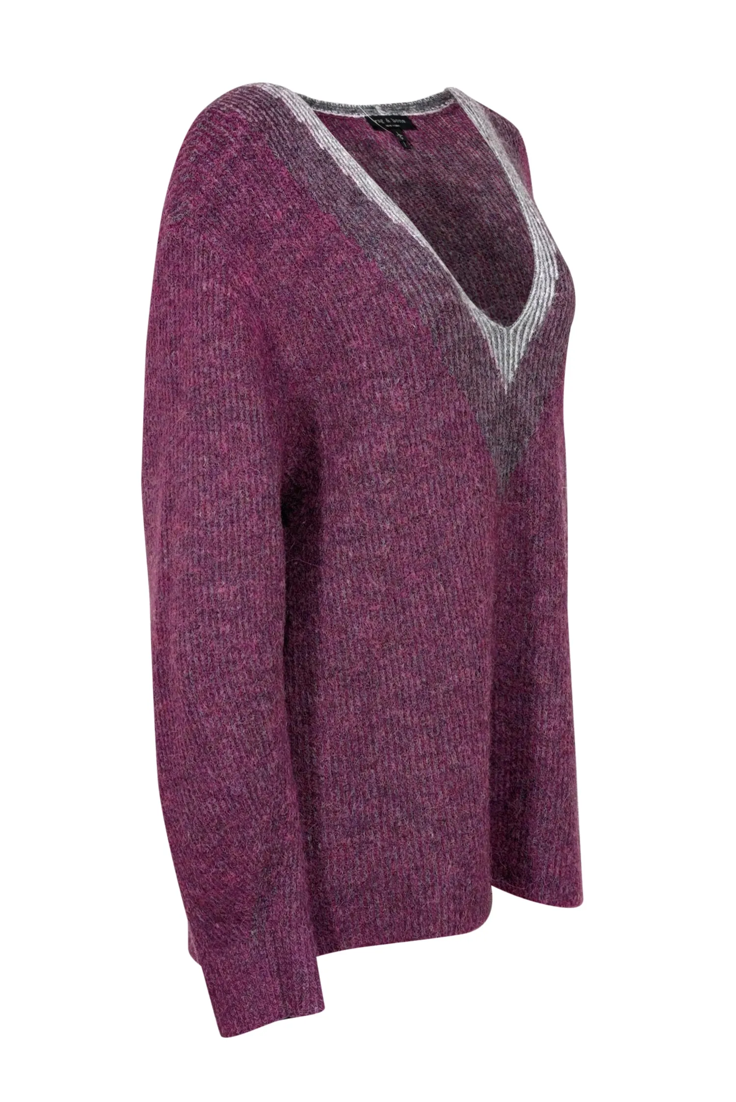 Rag & Bone - Magenta V-neck Oversized Sweater Sz L