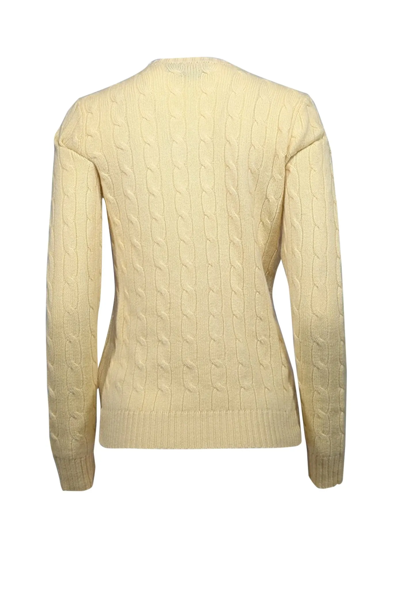 Ralph Lauren - Yellow Crewneck Cashmere Cable Knit Sweater Sz M