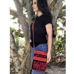 Rayz Intl | Suede | Embroidered Five Zipper | Crossbody Bag | Women's