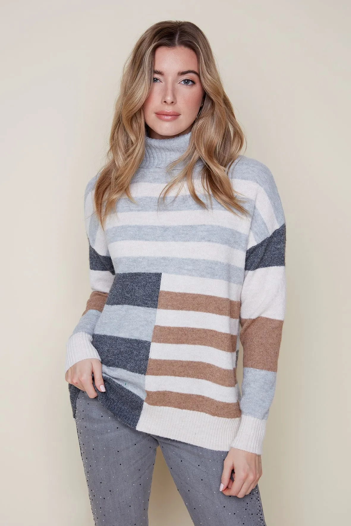 Renuar R6904 Tan Combo Knit Sweater