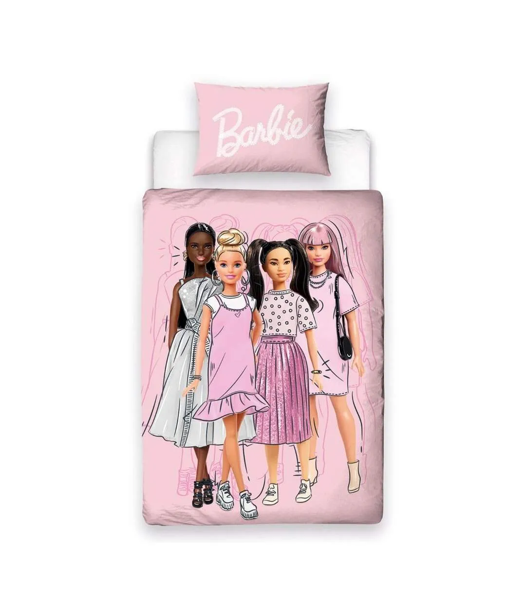 Reversible figures duvet cover set pink/white Barbie