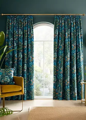 RHS Garden Walk Pair of Lined Pencil Pleat Curtains | Kaleidoscope