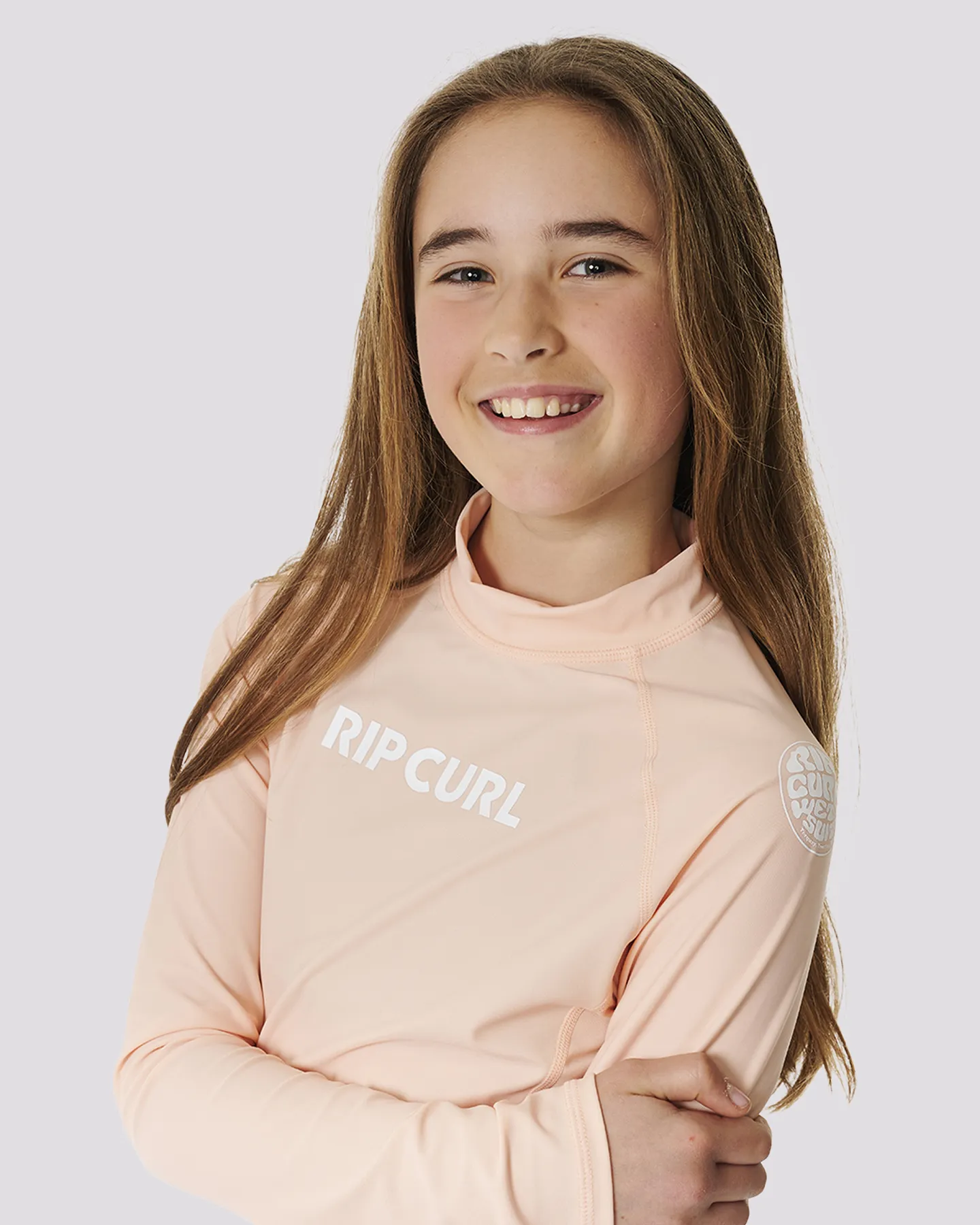 Rip Curl Classic Surf Ls Rash Vest-Girl - Peach | SurfStitch