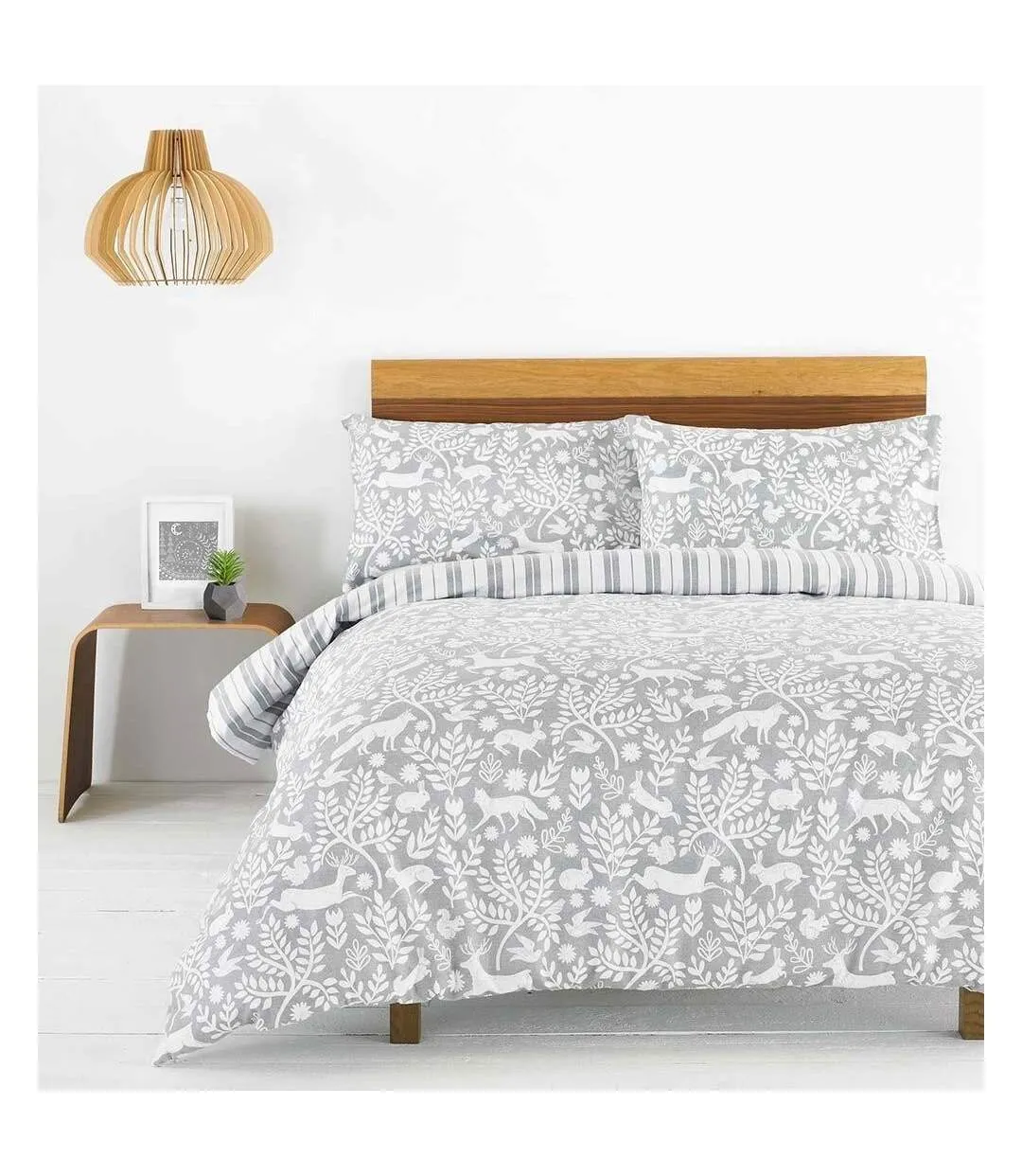 Riva Paoletti Skandi Woodland Duvet Cover Set (Grey) - UTRV1364