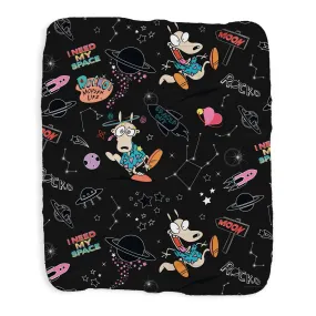 Rocko's Modern Life Space Pattern Grey Sherpa Blanket