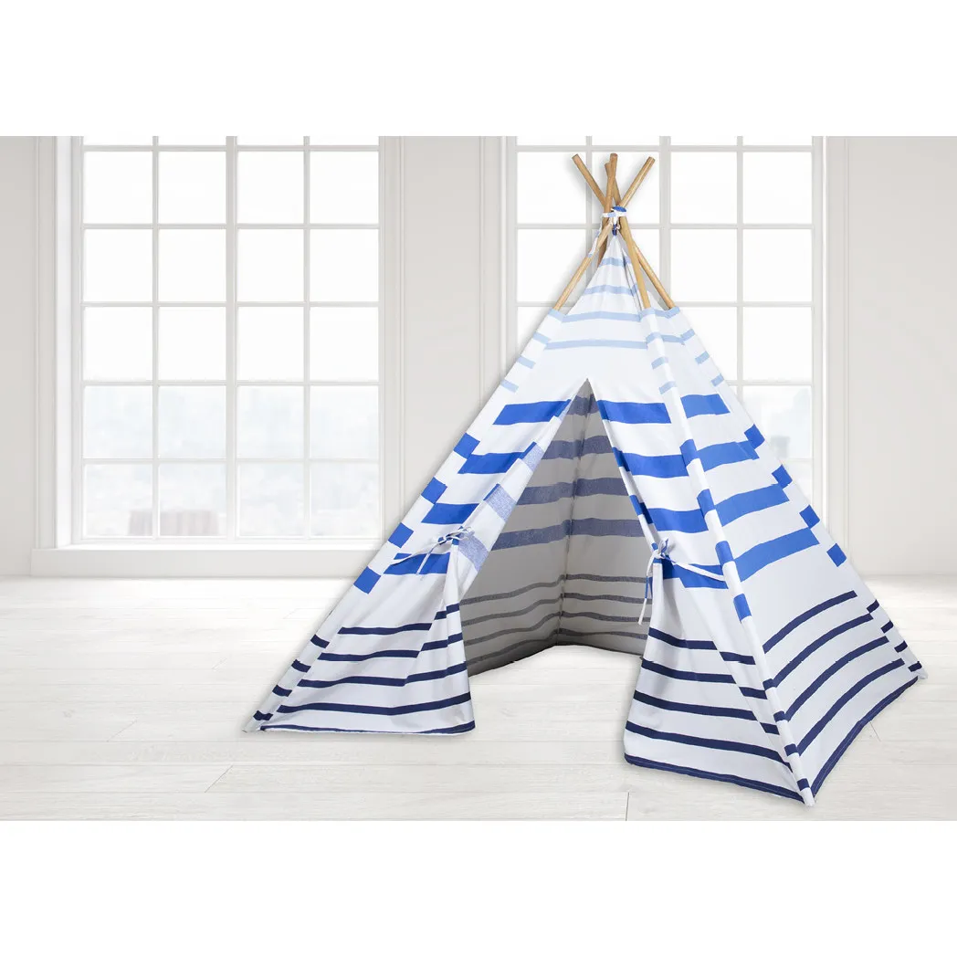 Role Play Kids Nautical Stripe Teepee Tent, White