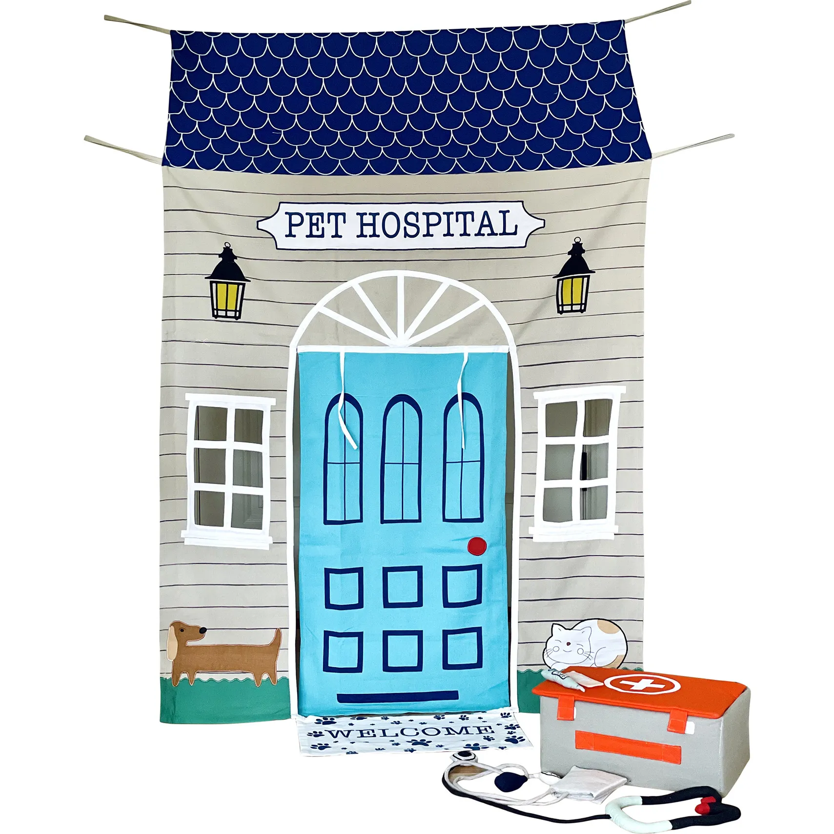 Role Play Kids Pet Hospital Doorway Tent with Play Accessories