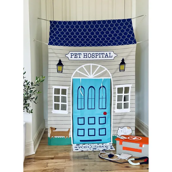 Role Play Kids Pet Hospital Doorway Tent with Play Accessories