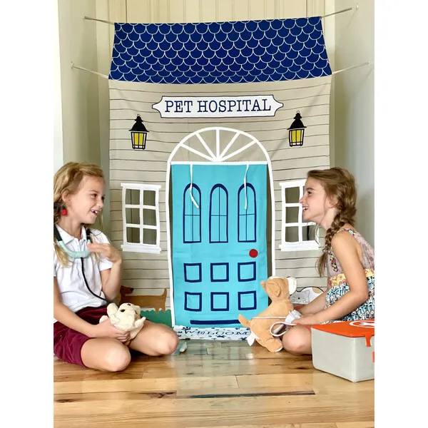 Role Play Kids Pet Hospital Doorway Tent with Play Accessories