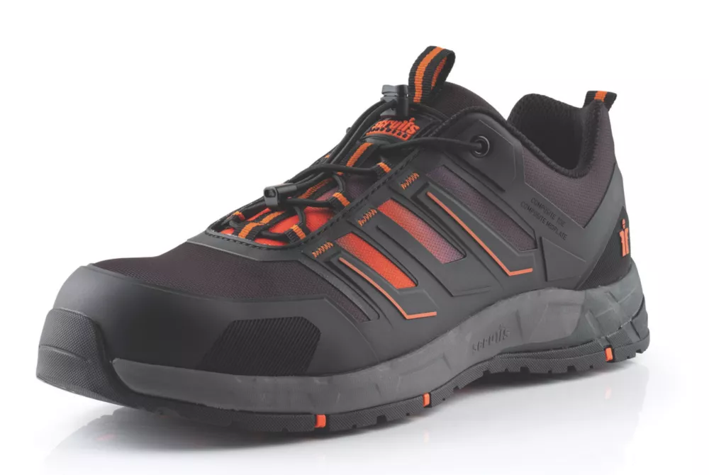 Scruffs  Metal Free   Safety Trainers Black / Orange Size 9 - Screwfix