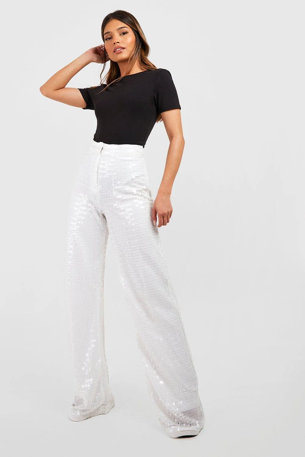 Shard Sequin High Waisted Wide Leg Pants