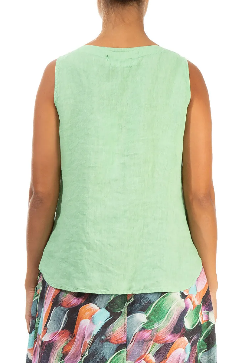 Sleeveless Green Sorbet Linen Top