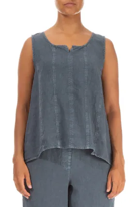 Sleeveless Off-Dye Grey Linen Top