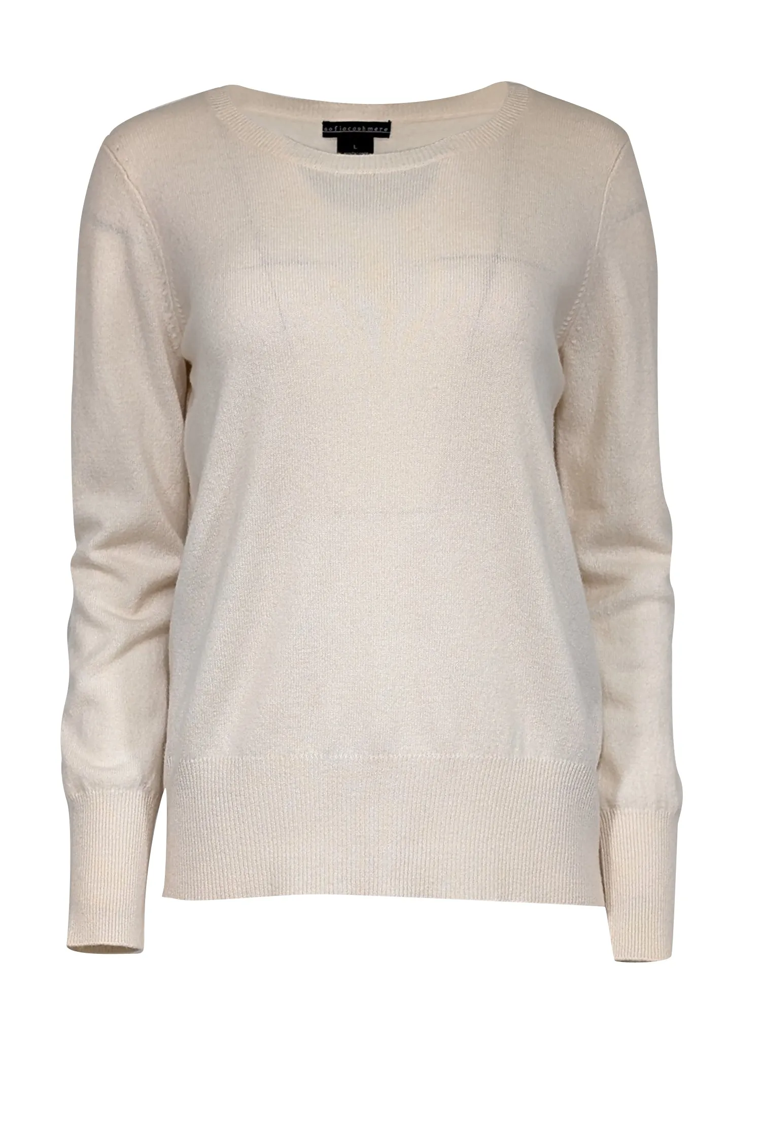 Sofia Cashmere - Cream Cashmere Crewneck Sweater Sz L