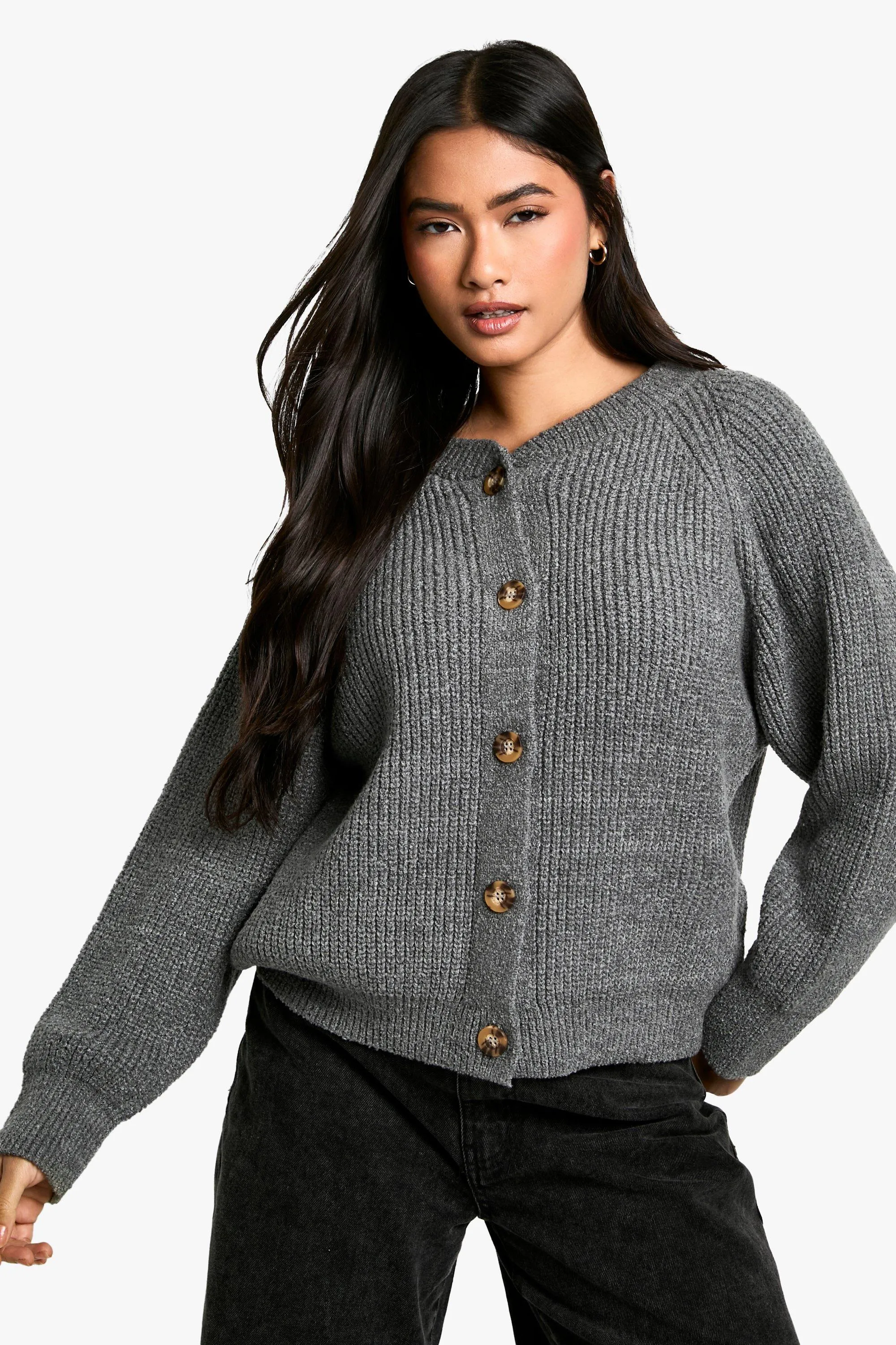 Soft Rib Knit Bomber Cardigan