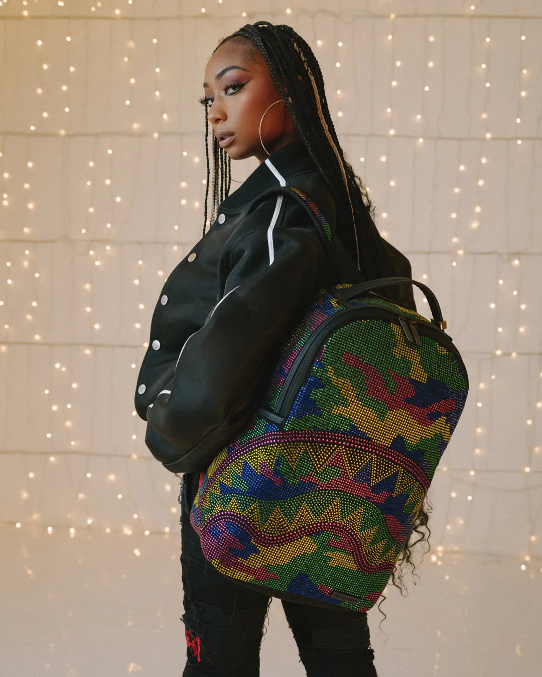 Sprayground Embellished Backpack (Trippy Trinity Camo Crystal)  